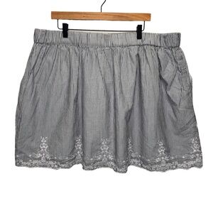 Addition Elle Pinstripe Aline Embroirdered Skirt Pockets Size 3X NWT